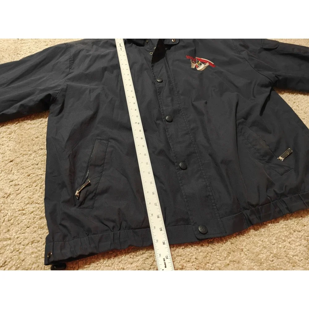 Lee Authentic Apparel Mens 2XL Navy Blue Ripstop Windbreaker Jacket Saugus Logo